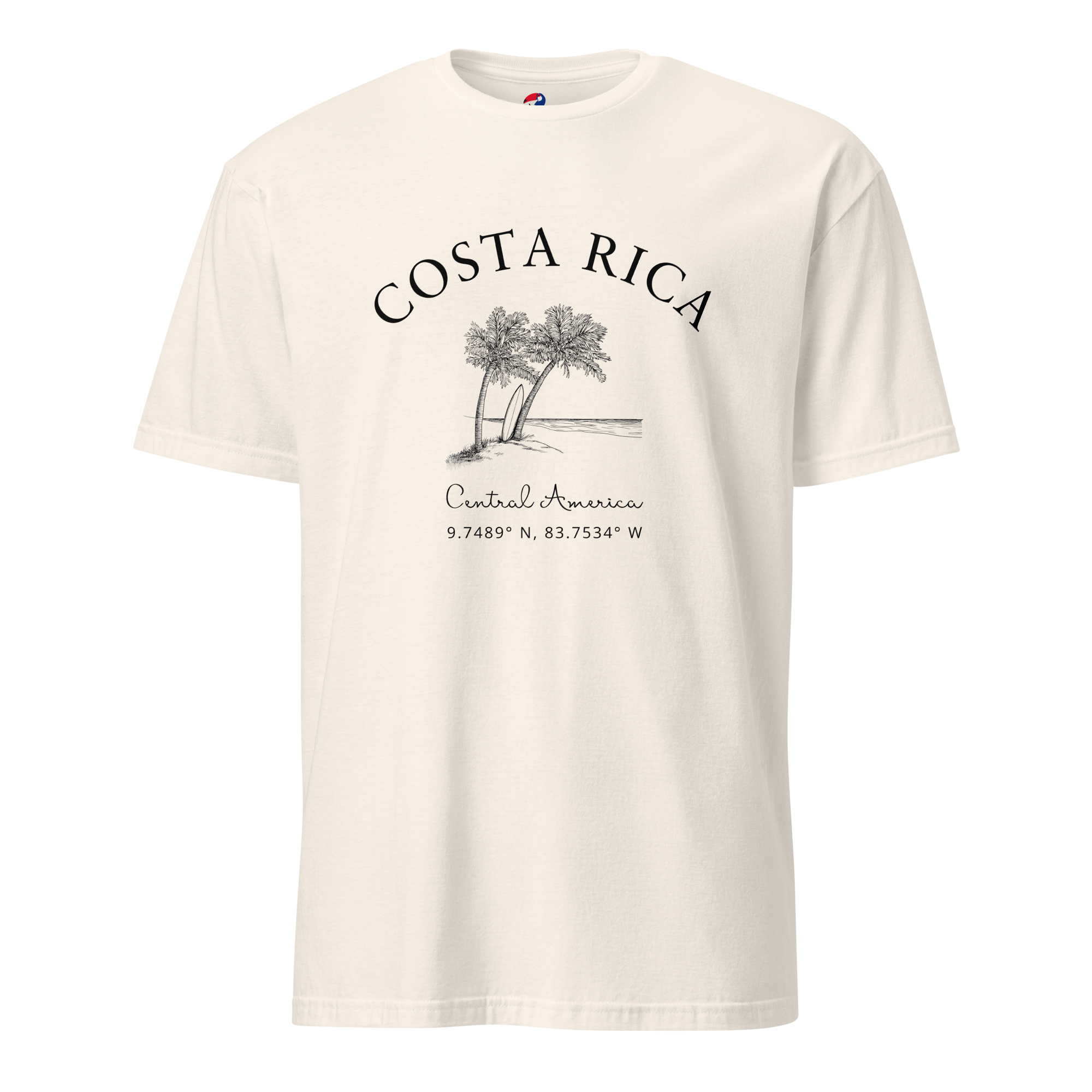 Costa Rica Camiseta con palmera y tabla de surf
