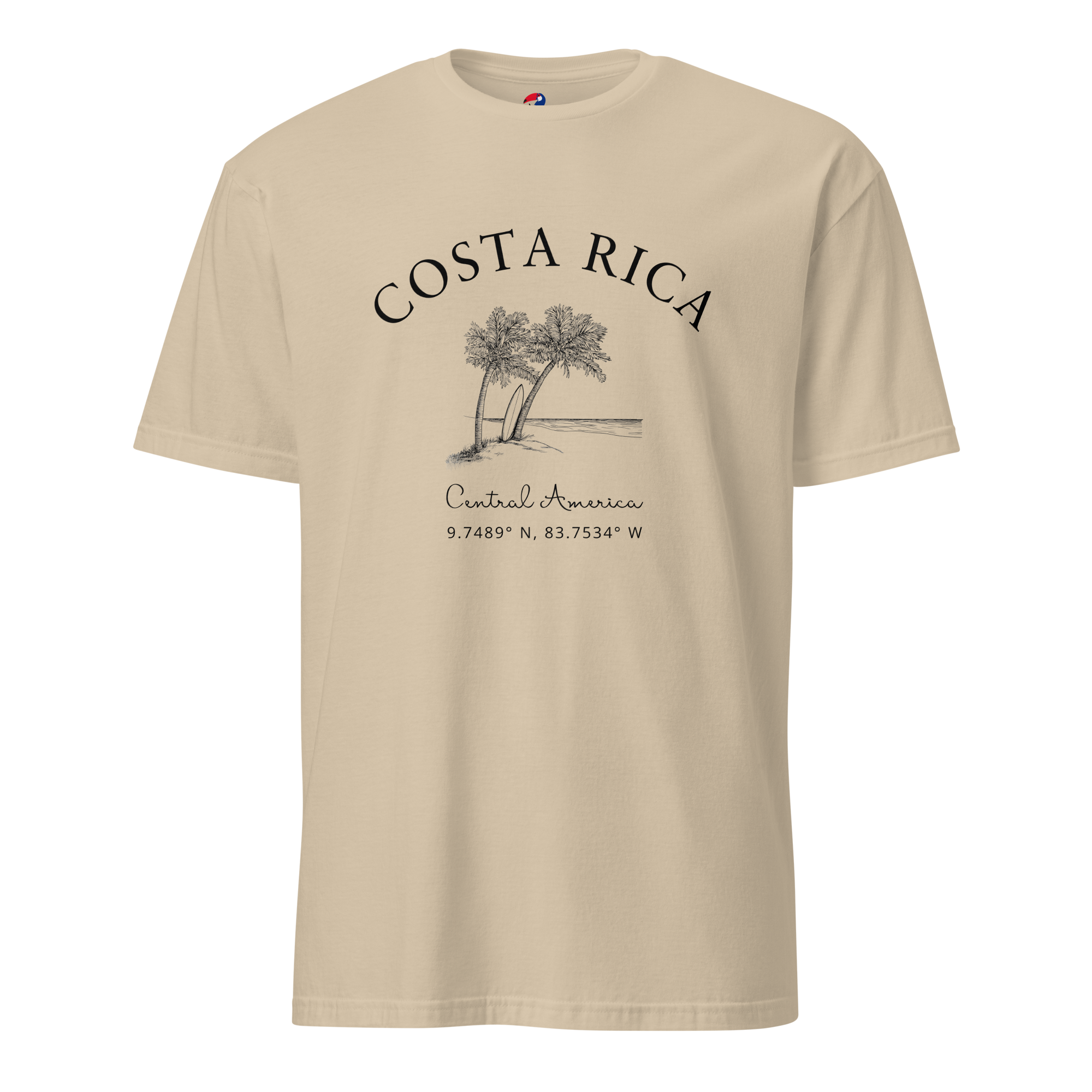 Costa Rica Camiseta con palmera y tabla de surf