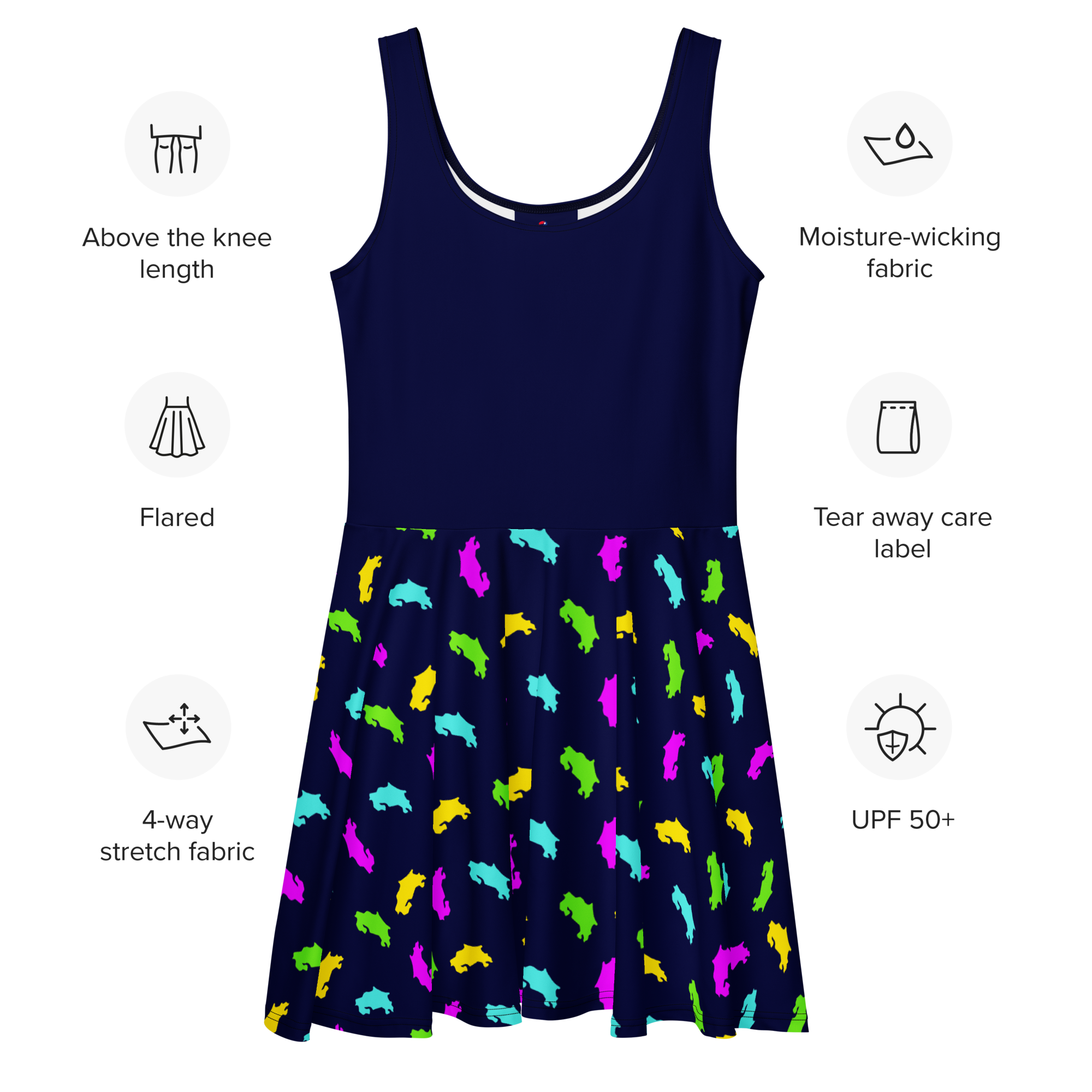 Vestido de mujer con mapa de Costa Rica